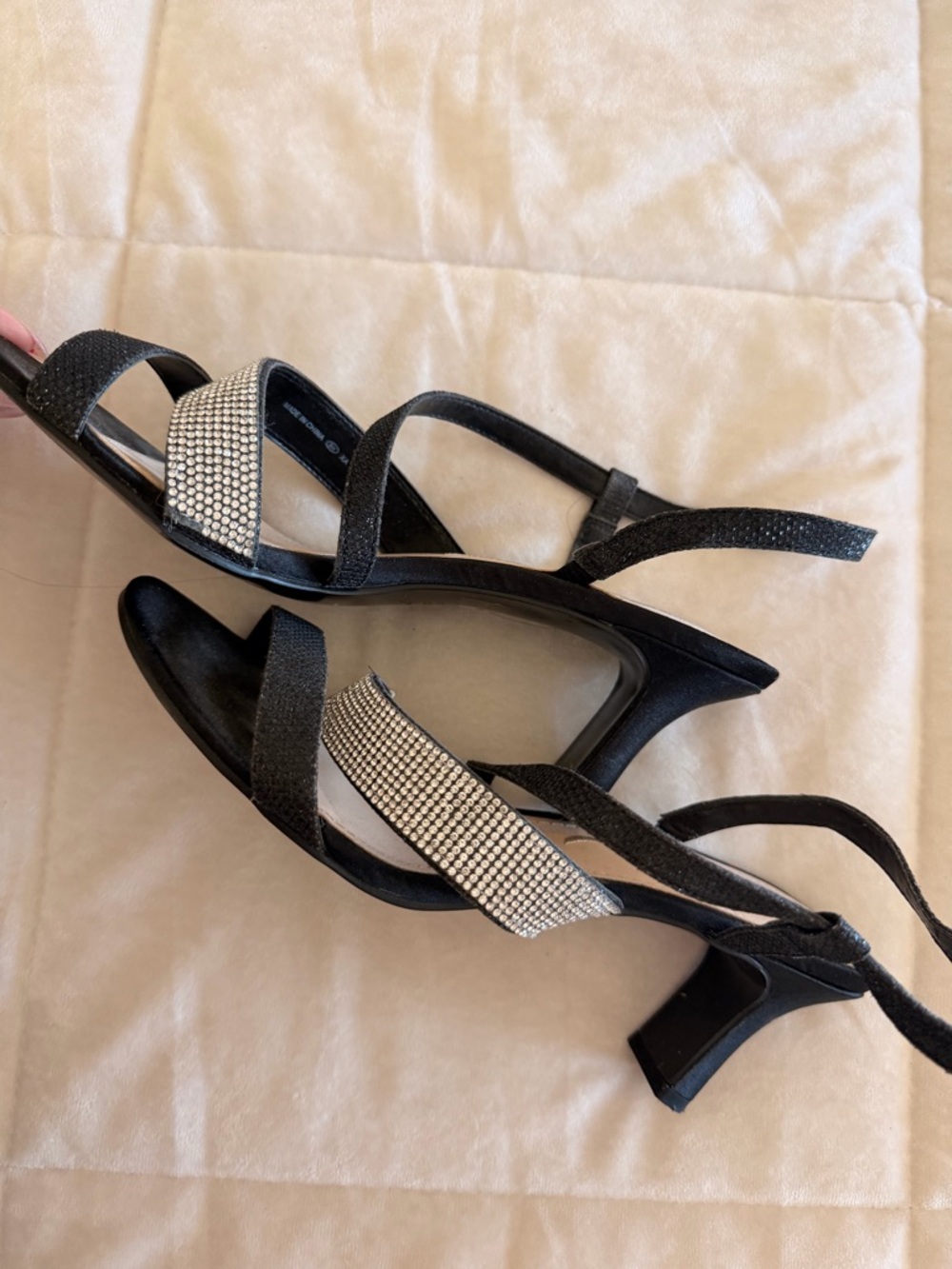 Mossimo Supply Co. Black Strappy Heels with Rhinestone Band